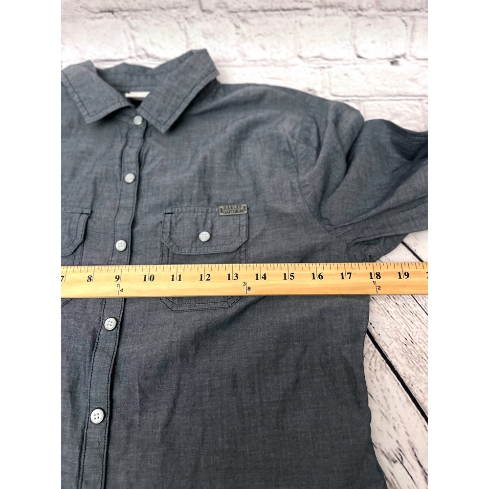 Harley Davidson Womens Gray Bandana Back Button Down Shirt Small - Picture 4 of 6